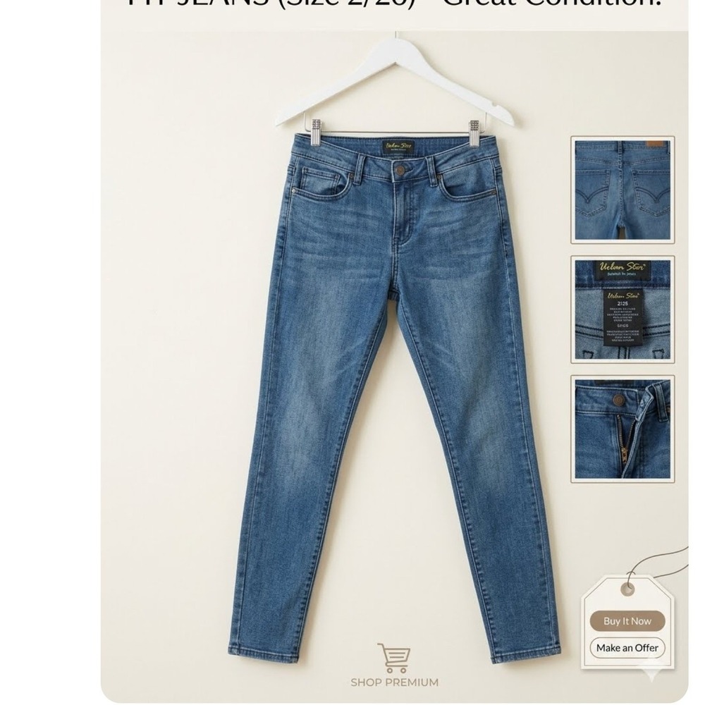 Urban Star Premium Apparel Mens Slim Fit Jeans Medium Wash Blue 32x30 02518231US